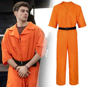 Luigi US Prison Uniform Orange Inmate Mens and Womens Prison Uniform Orange Halloween Stage Performance Uniform Set Holiday Gifts
