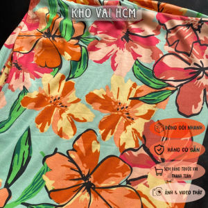 Vải Thun Lụa Xanh Hoa - Chất Co Giãn Mềm Rũ Khổ Vải 1m7 - May Đầm Váy Áo Kiểu Đồ Bộ