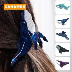 【CANAMEK】 Fashion Hair Claw Clip Lovely Whale Acetate Creative HairClip For Women Hair Accessories Head Wearing