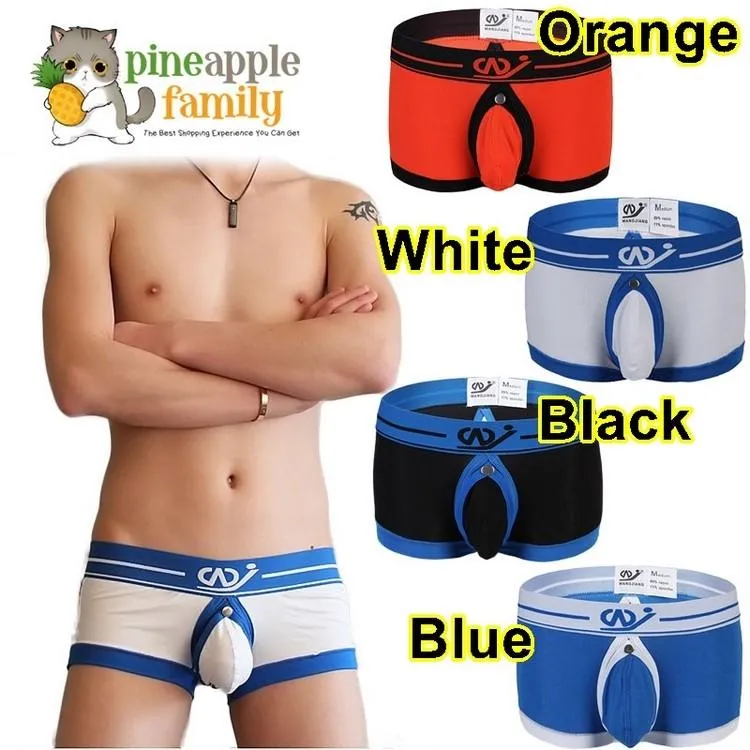 Mens Sexy Open Butt Briefs Jockstrap Boxer Shorts Pouch Underwear