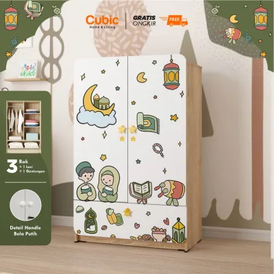 [EDISI RAMADHAN] Cubic KIDS Lemari Bergambar / Lemari Anak 3 Susun / PONYO BL 120