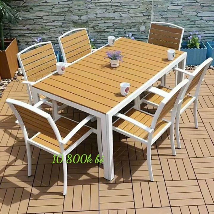 [ hàng đẹp]Bộ bàn ghế nhựa giả gỗ ngoài trời – HGH22116 | Lazada.vn