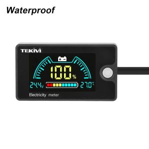 MACRAMEX 1Pcs LCD Screen Electricity Meter with Temperature Alarm LiFePO4 Lead-acid Lithium Battery Battery Capacity Indicator  DC8-100V Digital Voltmeter for Car Tool