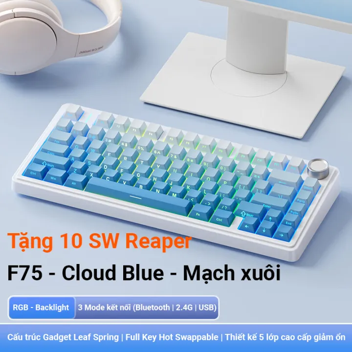 [Quà Tặng bộ vs bàn phím 7 in 1]Bàn phím cơ AULA F75 mạch xuôi 3 Mode 4000 maH - Full key hotswappable - 75% - BH 12T | BigBuy360 - bigbuy360.vn