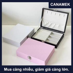 【CANAMEK】 Xách tay cao cấp lưu trữ đồ trang sức hộp chống bụi Vòng bông tai vòng cổ phụ kiện hộp đồ trang sức sang trọng PU da tổ chức trường hợp