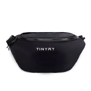 TINYAT Leather Waist Bag Waterproof Hip Belt Bag Multiple Pockets Metal Zippers Sling Crossbody Bag for Women Men