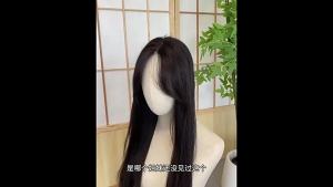 55cm Fashion Long Straight Wigs For Women Eight-Character Bangs Fluffy Natural Synthetic Hair Piece Black And Mocha Brown Hair Topper Hair Replacement Breathable Lightweight Wig