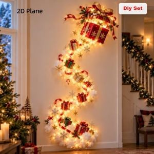 AMELY 2D Flat Acrylic Christmas Magic Trail Wall Light Elk Snowman Snowflake LED Cascading Light Home Decor Stars Christmas Decoration Christmas Decor