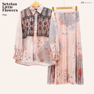 ZR Fashion Setelan Rok Plisket Little Flowers  Velvet Mongly