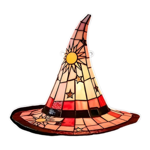 Witch Hat Stained Glass Suncatchers Window Hangings Ornament Colorful Glass Panel Wall Art Garden Homes Decors for Yard