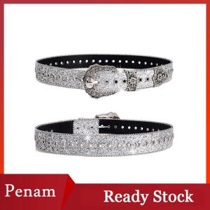 [PAM] Personality Gothic Rhinestone Belts For Women Girl Fashion PU Leather Belts Western Cowboy Y2K Retro Jeans Skirt Decor Waistband