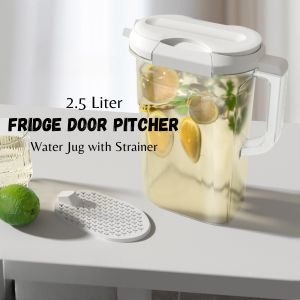 ACTIVEBAE Fridge Door Water Pitcher Jug with Removable Strainer Easy Press Lid Design Cold Drink Container Dispenser