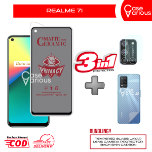 Tempered Glass Realme 7i Anti Gores Spy Matte Privacy Free Camera Lesn dan Skin Carbon