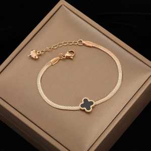 [ Terlaris ] Gelang Titanium Pipih Black Tipani Rose Gold Wanita Anti Karat / Gelang Wanita Korea Terbaru