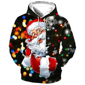 2025 New New Christmas Mens Hooded Sweatshirts New Year Fashion Sweatshirts Casual Streetwear Christmas-Print Sweatshirts Hooded Shirt