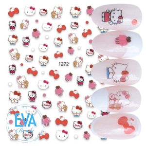 Sticker Dán Móng Tay 3D Dạng Decal Dán Chống Nước Hoạ Tiết Hoạt Hình Mèo Hồng Kity Xinh Xắn JO1272