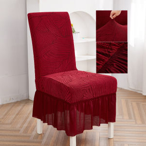 [Fast Shipping + High Quality]skirt chair package chair telescopic Embossed velvet universal elastic anti-fouling cushion