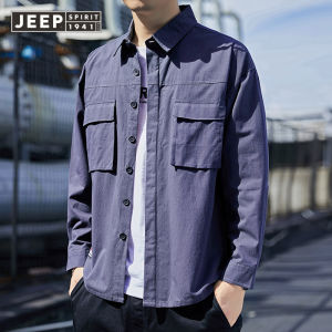 JEEP SPIRIT Áo Khoác Thường Ngày Nam Vải Cotton Áo Thun Tay Dài Mùa Xuân Và Mùa Thu Phong Cách Hàn Quốc Áo Sơ Mi Nam Phong Cách Hồng Kông Áo Khoác Thời Trang