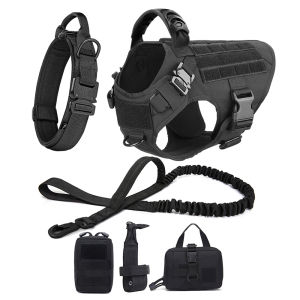 Military Large Dog Harness Leash Collar Molle Pouches Pet Training Vest Tactical German Shepherd Harnesses Dogs Accessories2026