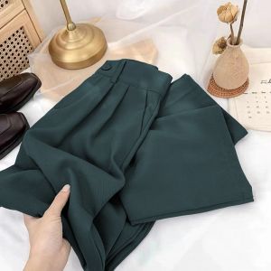 Muuv-It Classic Straight Cut Pants Fashion Elastic High Waist Pants Women Casual Straight Trouser Female Suit Pant