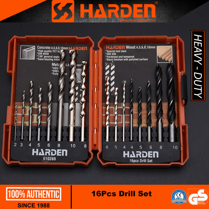 Harden 610289 16 Pcs Drill Bit Set electric drill hammer drill bit set  Lazada PH