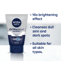 NIVEA MEN Facial Wash Extra Bright  10x Effect Brightening Foam 100g. 