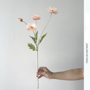 Bunga Poppy Bunga Plastik Artificial Silk 4 Branch Poppy Flower Wedding Decor Photograph Props