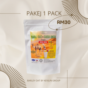 MINUMAN BARLEY 100% PURE DAN EKSTRAK SUSU UNTA DENGAN PEMANIS SEMULAJADI DARIPADA BUAH MONK DELIMA DAN KURMA