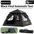 BLACKDOG Black Vinyl Automatic Tent Portable Folding 2 Doors 4 Windows 4 Person Camping Tent Auto Pop Up Fast Setup Poles Waterproof Windproof Outdoor Tent PU Or Vinyl Coated Beige Black Dog. 