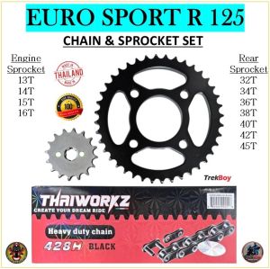 EURO SPORT R 125 THAIWORKZ CHAIN & SPROCKET SET MADE IN THAILAND