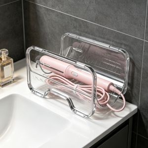IEFE5 Stackable Curling Iron Storage Rack Transparent Plastic Bottle Storage Holder Multifunctional Thickened Bathroom Storage Box Office