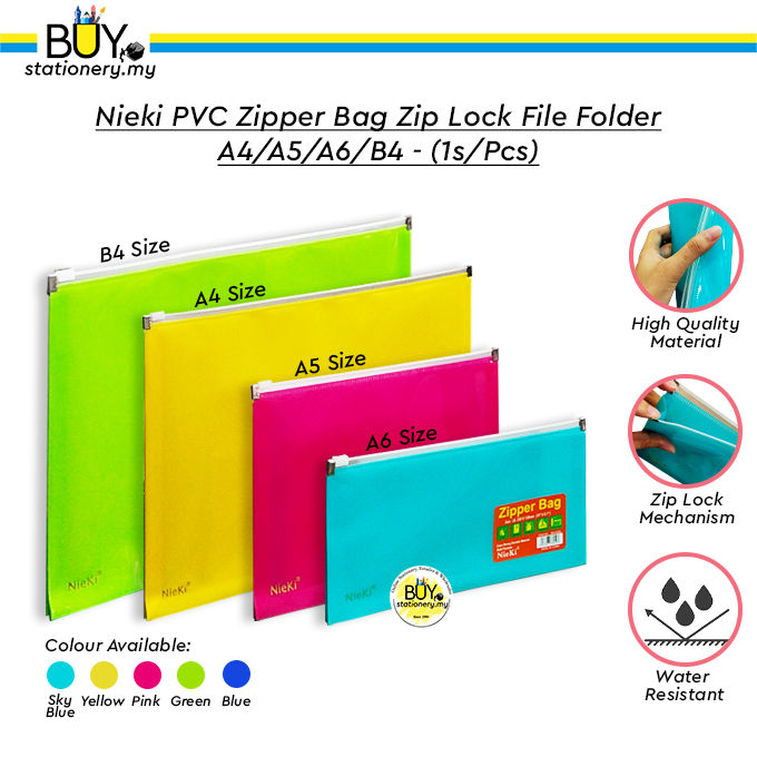 Nieki PVC Zipper Bag Zip Lock File Folder A4A5 A6 B4 - (1s/Pcs) Travel ...