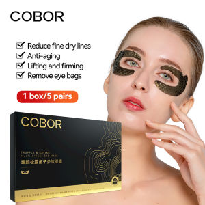 COBOR 5pairs/box Truffle & Caviar Multi-Effect Eye Masks For Eye Bags Dark Circles Puffiness Reduce Wrinkles Anti-Aging Wrinkle Eye Patches Moisturizing Collagen Hydro Gel Eye Mask Eye Skincare
