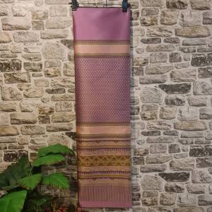 52.ผ้าไหมแกมฝ้าย ผ้าทอทั้งผืน ลายซิ่นตีนจกเชียงแสน สีชมพู