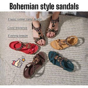 💝Bohemian Sandals for Women Summer Rhinestone Evening Breeze Flat Bottom Round Head Clip Open Toe Cool Rhinestone Evening Breeze Flat Bottom Round Head Clip Open Toe Cool 波西米亚凉鞋女