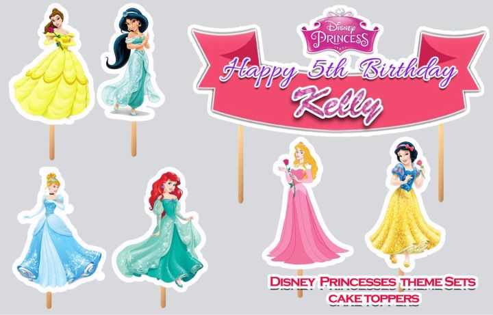 Disney princesses theme set personalised cake topper