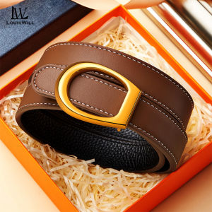 LouisWill Fashion Women Belt Retro Belt Elegant Slim Belt Cow Leather Belt Adjustable Girls Ladies Long Leather Belt Waistbands Dress Coat Alloy Buckle Letter Buckle Leisure Belt