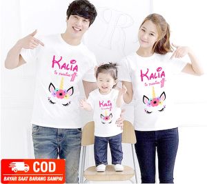 BAJU COUPLE KELUARGA|KAOS COUPLE FAMILY CUSTOM ULANG TAHUN TEMA UNICORN BISA REQUEST TULISAN