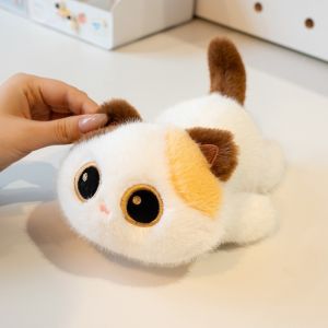 MODERNLUX 22CM Stuffed Cat Plush Soft Plush Material Lying Pose Cartoon Cat Plush Toy Comfortable Big Eyes Design Kitten Plush Doll Home Decoration