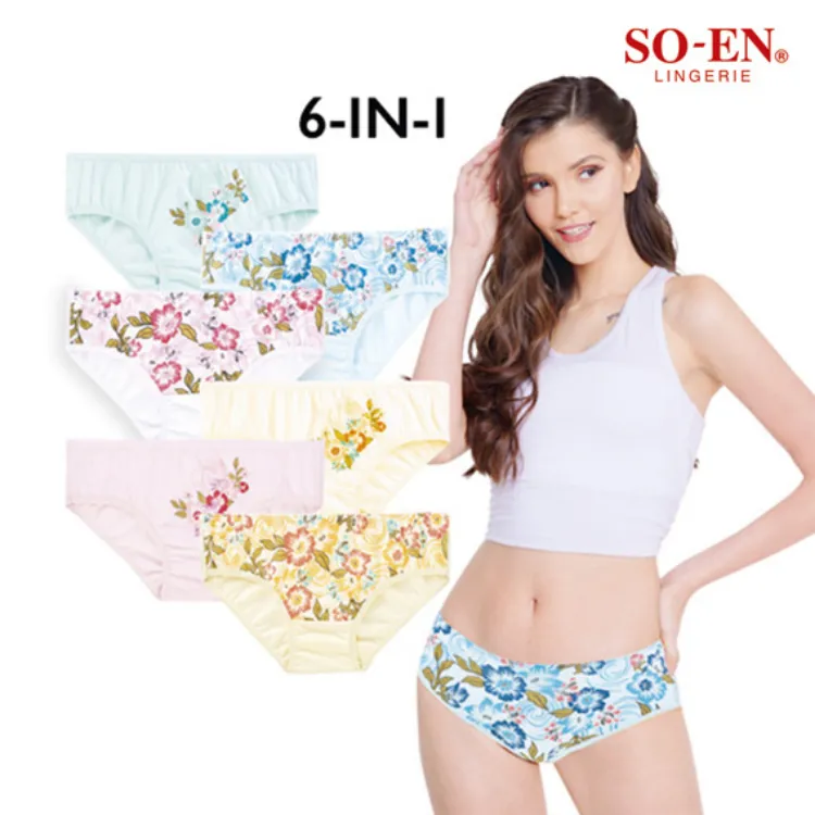 100% Original So-en Panty for Women New Style Bikini Cotton - 6pcs
