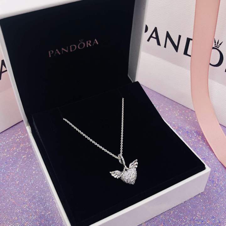 💁🏼SALE PANDORA AUTH PINK AND SILVER ANGEL WING NECKLACE ( ADJUSTABLE  16-17-18 inches) 1700 EACH, Women's Fashion, Jewelry & Organizers, Necklaces  on Carousell