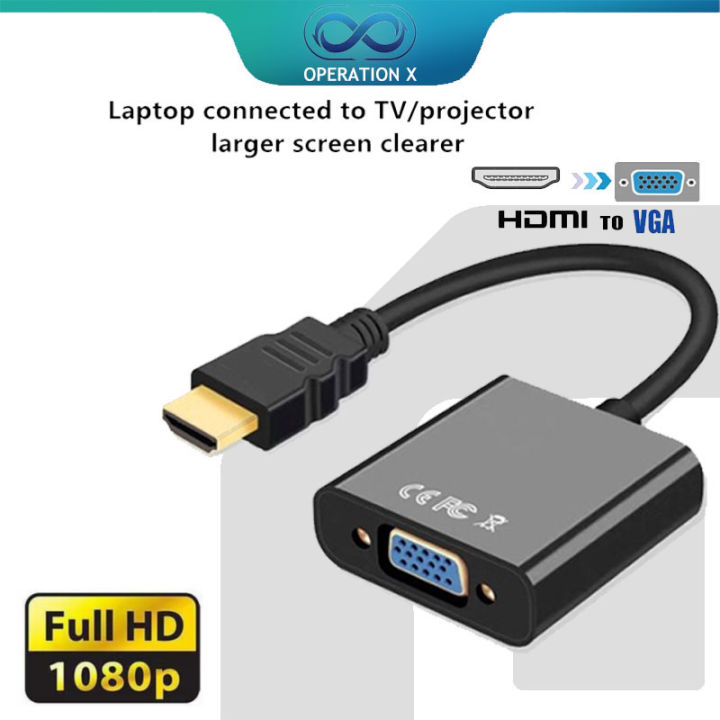 OPERATION X HDMI to VGA Adapter 1080P HDMI Male to VGA Female Converter Without Audio For