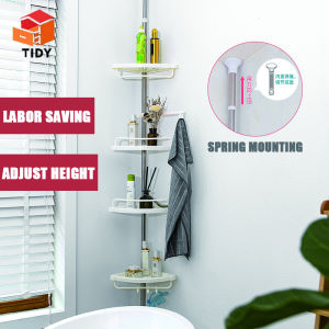 TIDY Adjustable Bathroom Rack 260cm Max Height Multi Corner Shelf Bathroom Corner Pole Shower Organizer Frame
