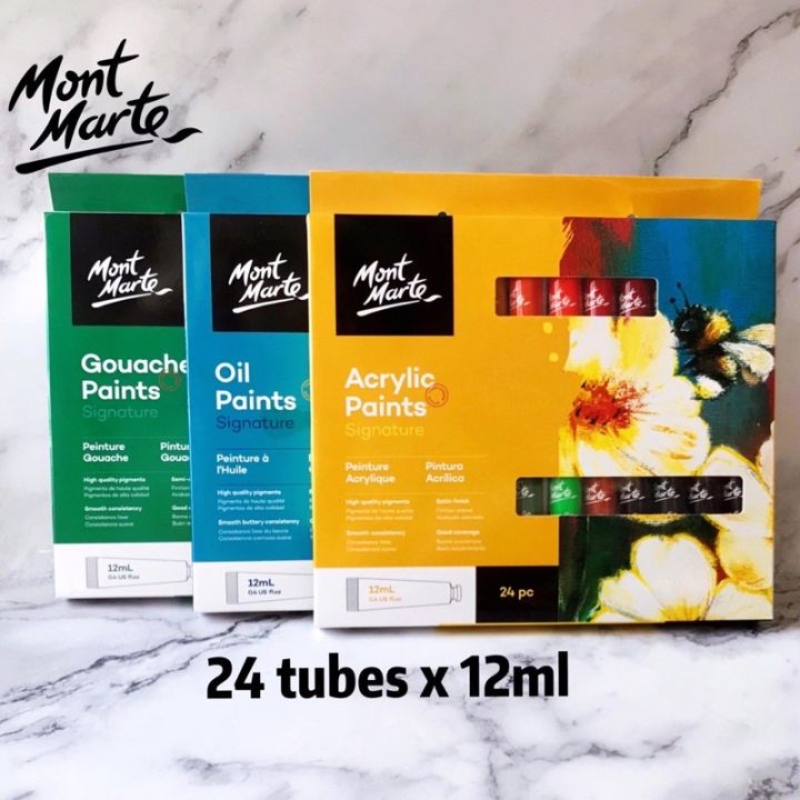 Mont Marte Acrylic/Gouache/Oil Paint 24tubes 12ml | Lazada PH