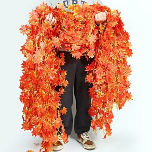JING 12PCS 8.2FT Length Artificial Fall Leaves Vines Autumn Yellow Silk Leaves Simulated Leaf Garland Vibrant Photo Props Decorative Leaf Vines Thanksgiving Decor