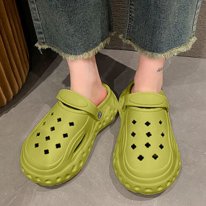 LKfashion ฮอตฮิต รองเท้าหัวโตแฟชั่นสไตล์สาวเกาหลีเกาใจ รองเท้าแบบสวมพื้นดำสีพื้นมีให้เลือก 3 สี รองเท้าพื้นนุ่มเบาระบายอากาศดีไม่ร้อนใส่สบาย