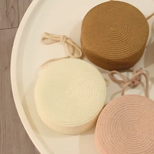 Màu trơn tay túi vải dệt lưng gù Túi Túi đeo chéo cho phụ nữ cô gái túi dệt rơm Túi vải dệt dung tích lớn túi đi biển