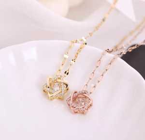 [Bayar Di tempat] Kalung Titanium Rantai Liontin Zirkon Anti Karat / kalung wanita / Kalung Titanium Terlaris