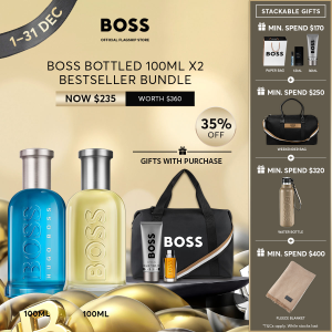 [Lazada-Exclusive] BOSS Bottled 100ml x2 Bestseller Bundle for Men | Woody Fresh fragrance set for Him by HUGO BOSS Fragrances
