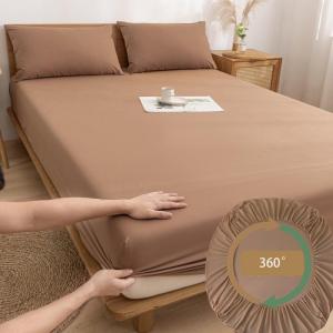 Plain 3in1 Bedsheet Set | Fitted Sheet w/ 2 Pillowcases | Canadian Cotton | Neutral Brown Shade